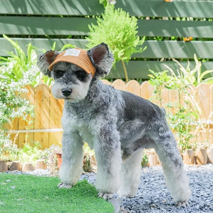 Pet Dog Baseball Cap, Cat Hat, Cat Dog Sun Cap with Ear Holes, Adjustable Puppy Outdoor Sun Hat (Brown, X-Small)