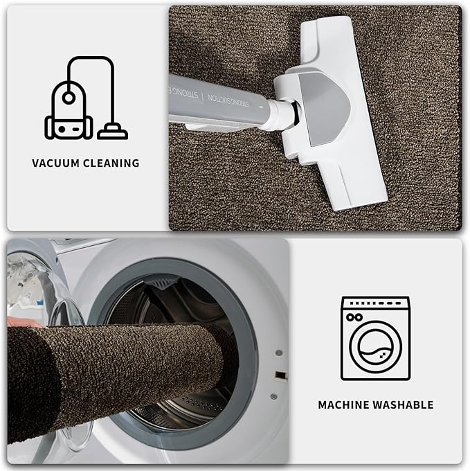 PURRUGS Dirt Trapping Door Mat 20" x 32", Non-Slip/Skid Machine Washable Entryway Rug, Shoes Scraper, Throw Rug, Super Absorbent Area Rug for Muddy Wet Shoes and Paws, Grayish Brown & Coffee