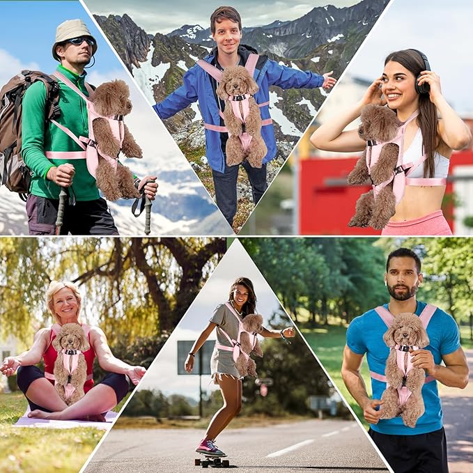 Pet Carrier Backpack, Adjustable Front Dog Carrier, Legs Out Dog Chest Carrier, Dog Back Pack for Small Medium Dogs Cats Puppies and Rabbits Hiking Camping (Pink, Large)