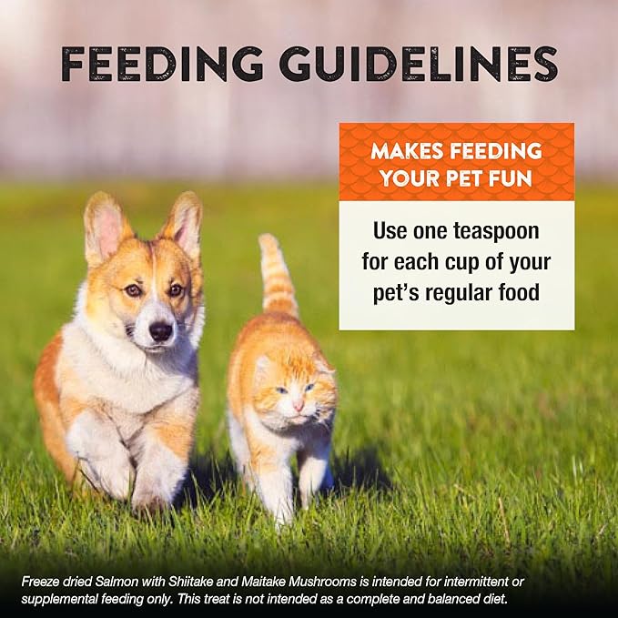 Northwest Naturals Freeze-Dried Salmon, Shiitake & Maitake Mushrooms Functional Topper for Dogs & Cats - Limited, Human Grade Ingredients, All Natural, Proudly Made in USA, 3.5 Oz (Pack of 2)