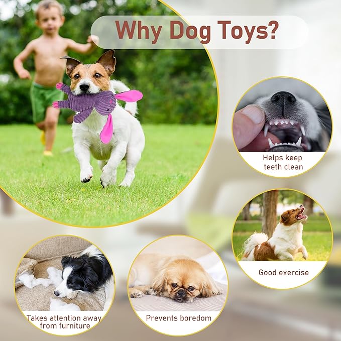 Prime Pets Dog Toys, 5 Pack, Plush Dog Squeaky Toys, Assortment Value Bundle Animal Pet Toy for Small Medium Large Dogs, Stuffed Puppy Chew Toy