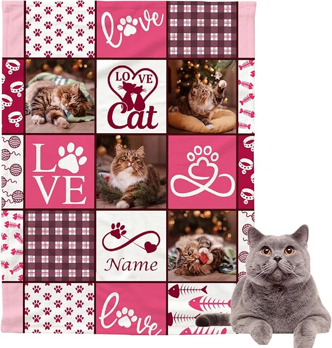 Personalized Custom Pet Blanket with Name & Photo - Soft Cozy Fleece Throw for Bed, Sofa, Travel - Extra Large 120"x90" Gift for Dogs, Cats Lovers
