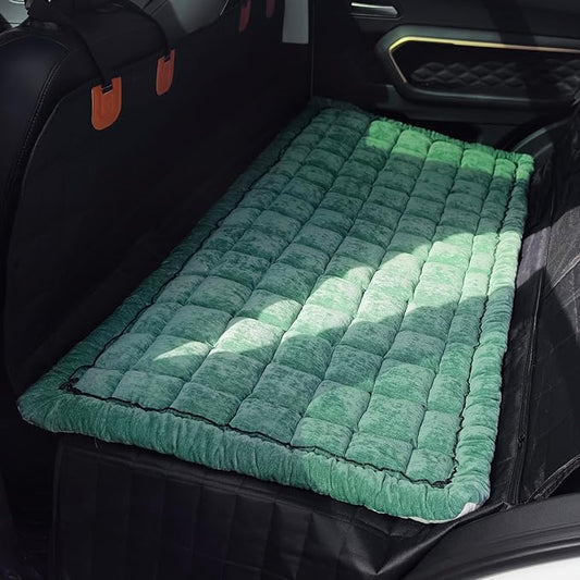 Backseat Pet Bed Mat, Truck Plaid Dog Bed for Car Back Seat, Deluxe Dog Seat Covers, Non-Slip Travel Pet Mat, Fit for Backseat Extenders and Trucks SUVs (Green, 24.8x54 inch)