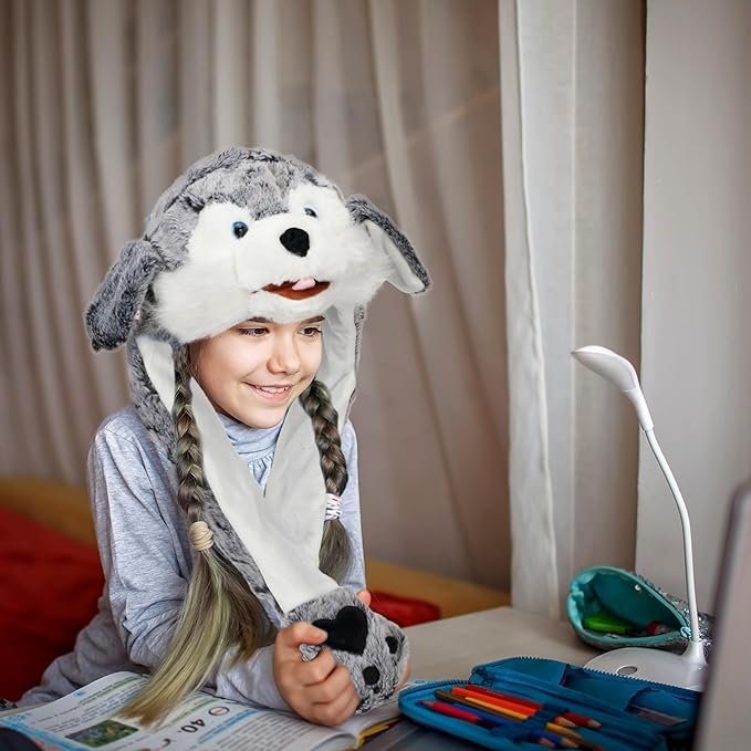 Animal Hat with Ears Moving Jumping Pop Up Beating Hat Plush Holiday Cosplay Dress Up Funny Gift for Kids