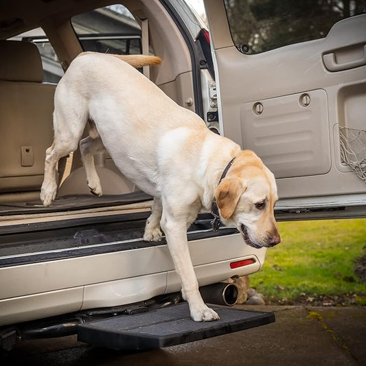 Pet Ramp Step Helps Dogs Get in & Out of Car Van SUV | Portable Lightweight Dog Ramp | Simply Slide into 2 inch Trailer Hitch Receiver | No Tools Needed | Essential Pet Gear | Made in USA