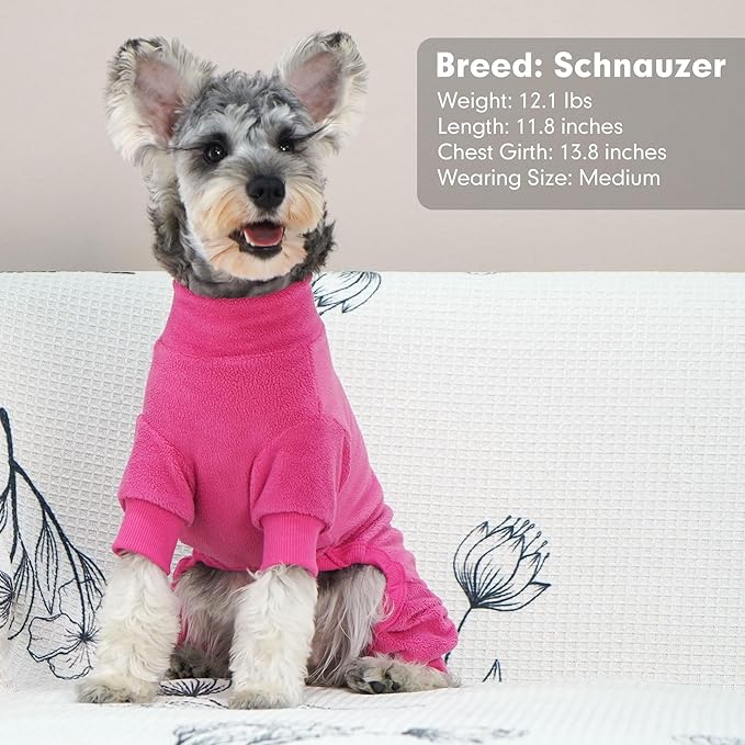 cyeollo Dog Pajamas for Small Dogs Fleece Dog Onesie Pjs Jumpsuit Thermal Stretchable Pet Apparel Warm Coat for Dogs Girls, Color Fuchsia