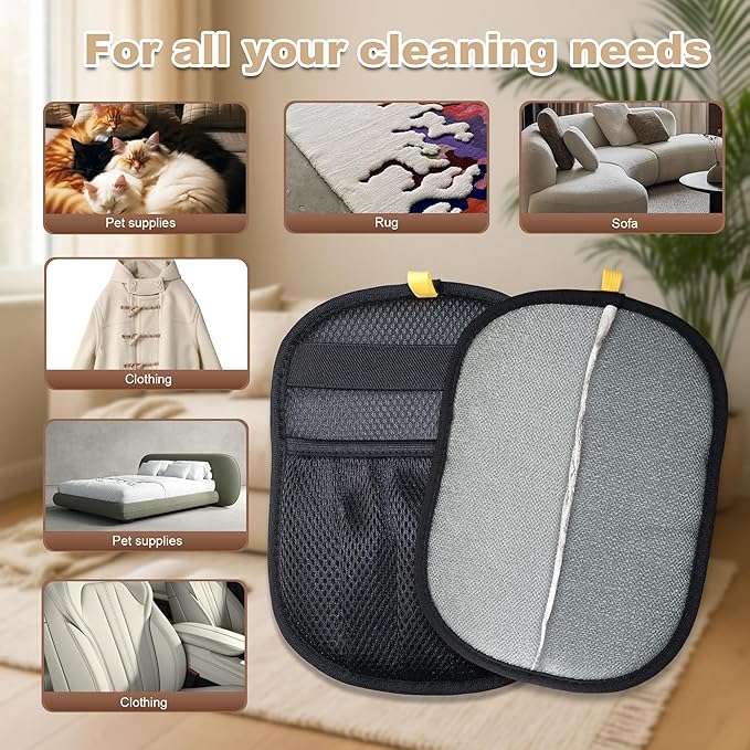 4PCS Pet Hair Removal Glove for Cats & Dogs, Upgraded Five-Finger Electrostatic Pet Hair Remover Glove, Reusable Magic Brush Pet Hair Removal Tool for Laundry, Couch, Carpet & Car Seat