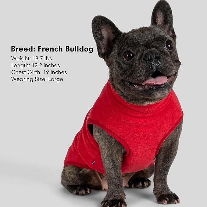 cyeollo Fleece Dog Sweater, Turtleneck Stretchy Sweatshirt Pullover Fleece Jacket Warm Winter Fall Dog Clothes for Medium Dogs Boy Girl Pet Apparel, Red XL