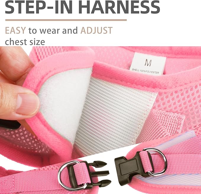 PUPTECK Adjustable Dog Harness Collar and Leash Set Step in No Pull Pet Harness for Small Medium Dogs Puppy and Cats Outdoor Walking Running, Soft Mesh Padded Reflective Vest Harnesses