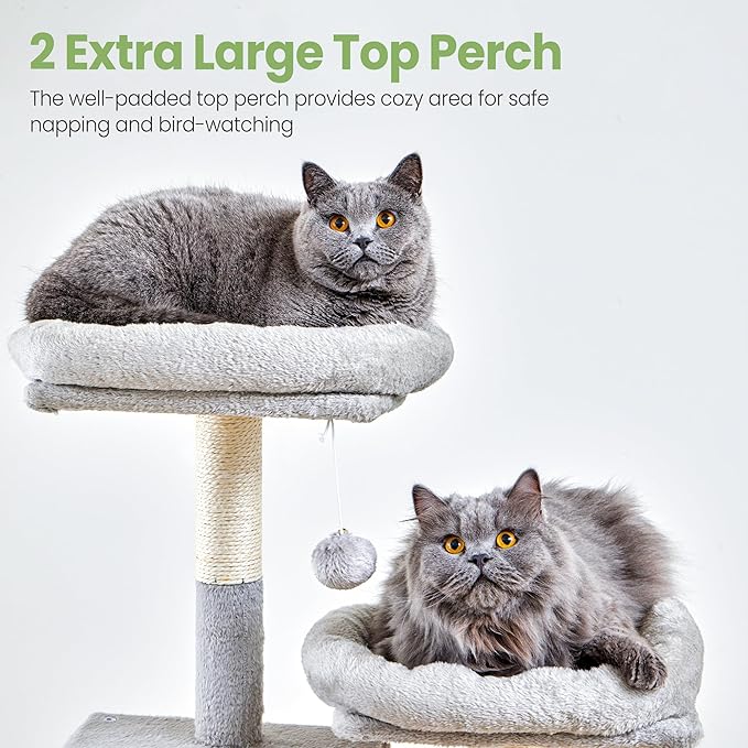 Cat Tree Tower for Indoor Cats Large Adult - 65 inch Extra Tall Cat Condo Trees with Scratching Post Hammock Perch - Big Heavy Duty Multi Level Cat House Towers - Kitty Condos Climbing Furniture