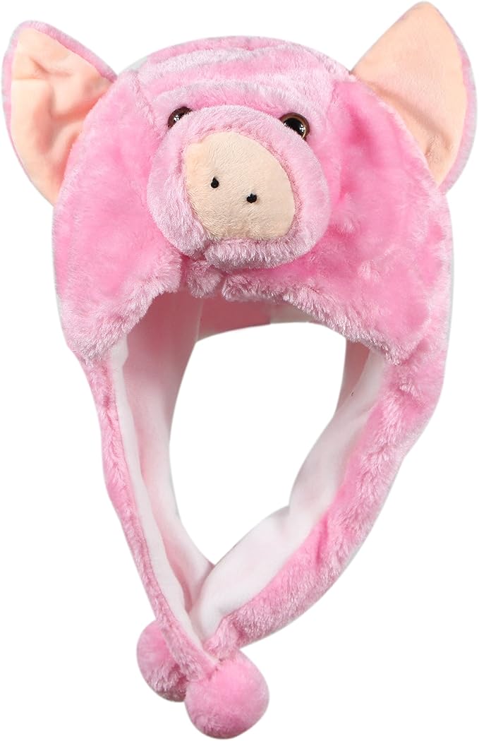 Plush Fun Animal Hats One Size Cap Polyester With Fleece Lining