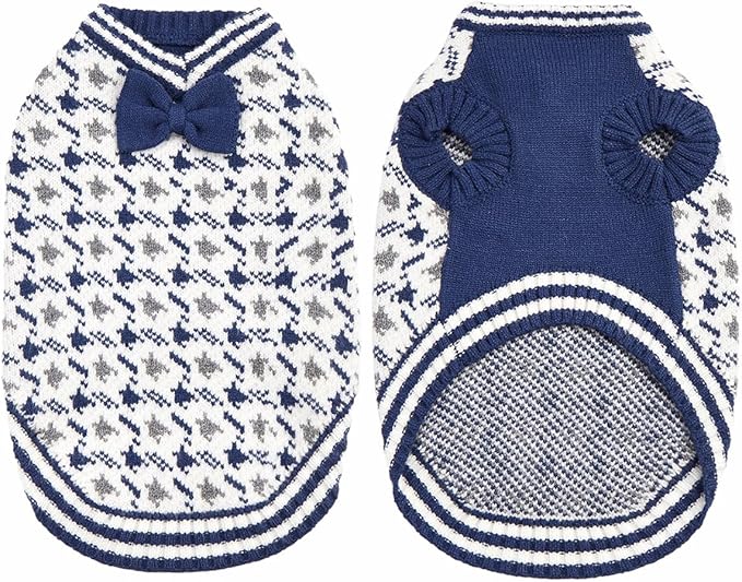 Dog Sweater for Extra-Small Dog Boy, Soft Puppy Clothes Winter Weather Halloween Sweater for Pet Outfit for Doggie Kitten Small XXS XS Cat Sweaters Apparel (Blue, S)