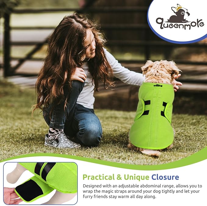 Queenmore XXL Dog Sweater, Soft Fleece Vest Pullover Dog Jacket with Leash Hole, Warm Winter Dog Clothes Cold Weather Doggy Dachshund Sweaters for Large Dogs Cats Boy or Girl (Green, XXL)