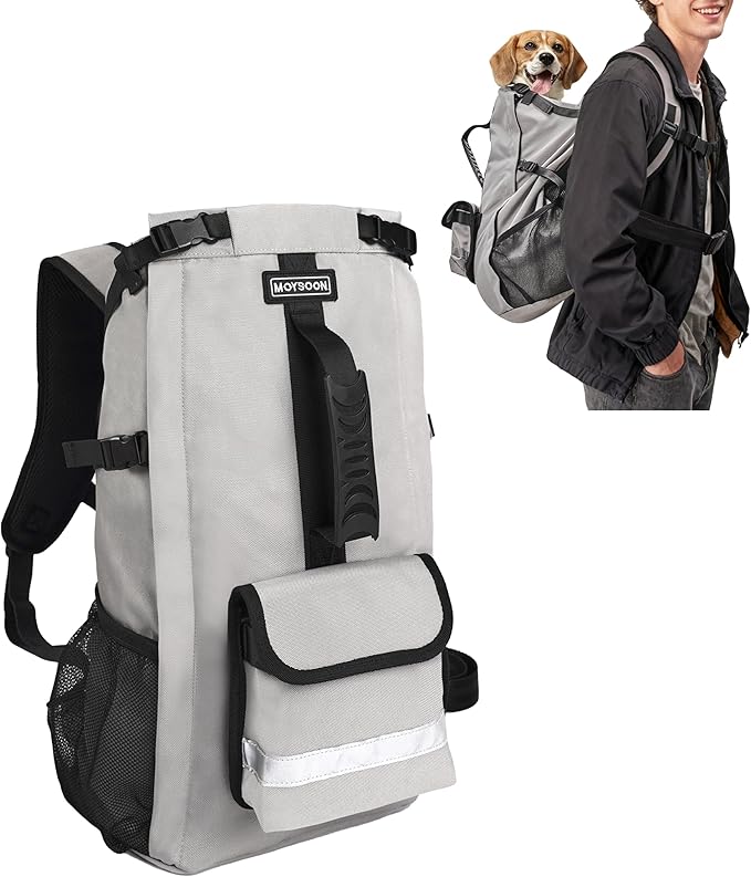 Dog Backpack for Small & Medium Dogs - Adjustable Pet Carrier for Travel & Hiking, Hands-Free Puppy Backpack with Storage Pockets, Breathable Mesh