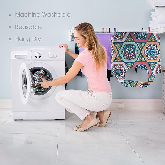 BeeGreen Boho Gifts for Women Geometric Reusable Grocery Bags Mandala Shopping Bags Bulk 6 Pack 50LBS X-Large Foldable-Machine Washable-Heavy Duty Mandana Yoga Gifts