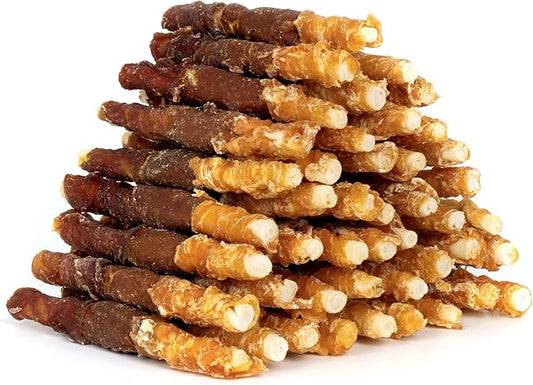 MON2SUN Dog Treats, Triple Flavor 5 Inch Chicken Liver Duck and Chicken Wrapped Rawhide Snacks for Small and Medium Dogs, 31.75 Oz (45 Count-Pack of 1)