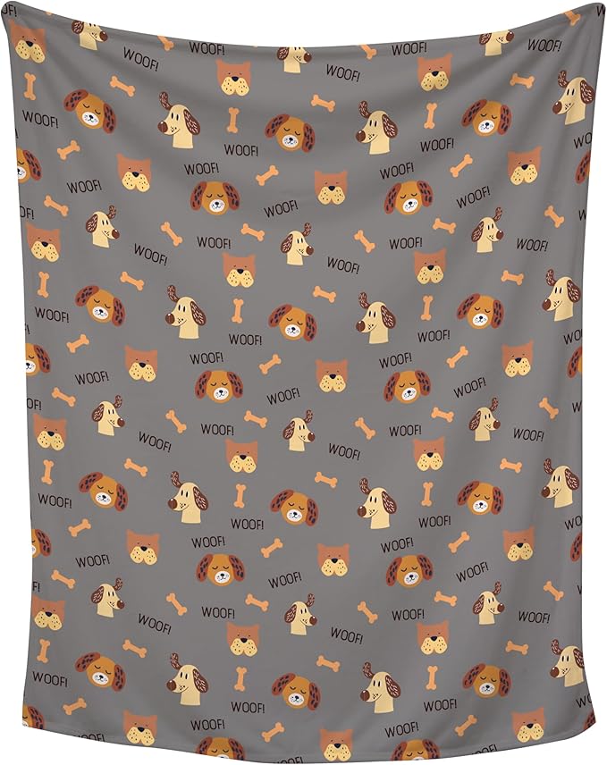 Grey Woof Plush Pet Lightweight Blanket - 30" x 40" - Cute for Dogs - Gifts and Puppy Essentials - Printed in America