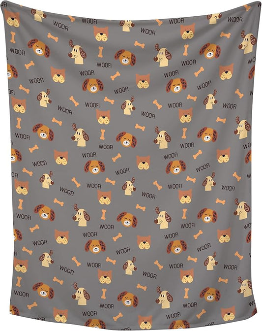 Grey Woof Plush Pet Lightweight Blanket - 30" x 40" - Cute for Dogs - Gifts and Puppy Essentials - Printed in America