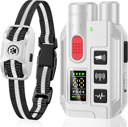 Dog Shock Collar with Remote – 3300ft Range, Waterproof & Rechargeable, Adjustable Beep, Shock, Vibration & Ultrasonic Modes, Dog Training Collar for Obedience & Behavior Control, White