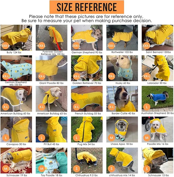 Lukovee Dog Raincoat, Adjustable Dog Rain Jacket with Clear Hooded Double Layer for Large Medium Small Dogs Puppies, Waterproof Rain Coat Poncho with Reflective Storage Pocket & Rim (BL,L)