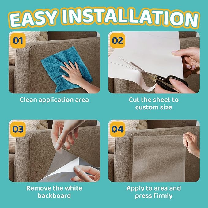 Mimi&Bubu [0.2 mm Extra-Thick BPA-Free] Anti Scratch Furniture Protector(160" x 13"), Single-Sided Sticky Couch Protector for Cats and Dogs, Couch Corner Guard from Claws, Cat Scratch Deterrent Tape