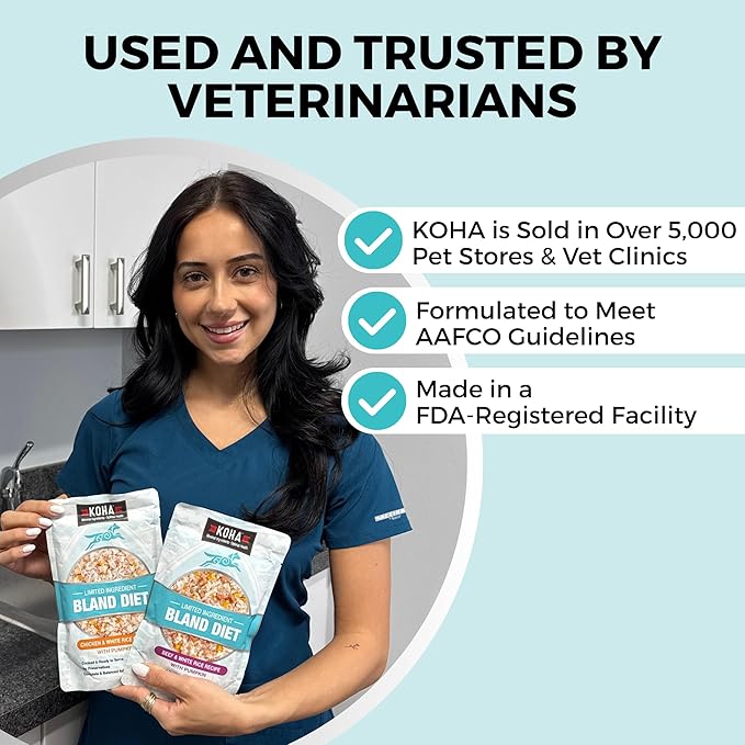 KOHA Pet Limited Ingredient Bland Diet for Dogs, Lamb and White Rice Recipe Sensitive Stomach Wet Dog Food, Gentle Formula Easy to Digest Bland Diet Dog Food, Pack of 6