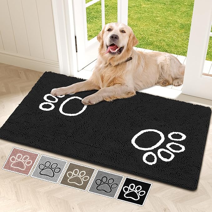 Super Absorbent Dog Door Mat, 48"*30“ Anti Slip Mat for Muddy Paws, Pet Rugs for Dirty Paws Washable That Absorbs Moisture and Dirt, for Dog Cage and Pet Resting Carpet