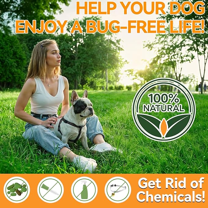 Flea and Tick Prevention for Dogs - 200 Chews Natural Dog Flea and Tick Support, Oral Flea Supplement for All Dogs, Supports Healthy Skin & Coat, Puppy Flea Protection - Chicken Flavor