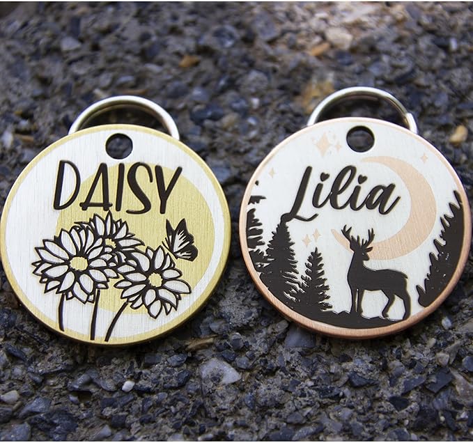 Double Colors Personalized Dog Tag, Custom Dog ID Tags Engraved for Pets, Double Sided Deep Engraved pet tag, Cute Cat Name Tag, Unique Cat & Dog Collar Charm