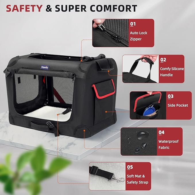 Petprsco Large Cat Carrier for 2 Cats Small Medium Dogs, Soft Pet Carrier 24x17x17 for Traveling with Warm Blanket Foldable Bowl and Washable Pad