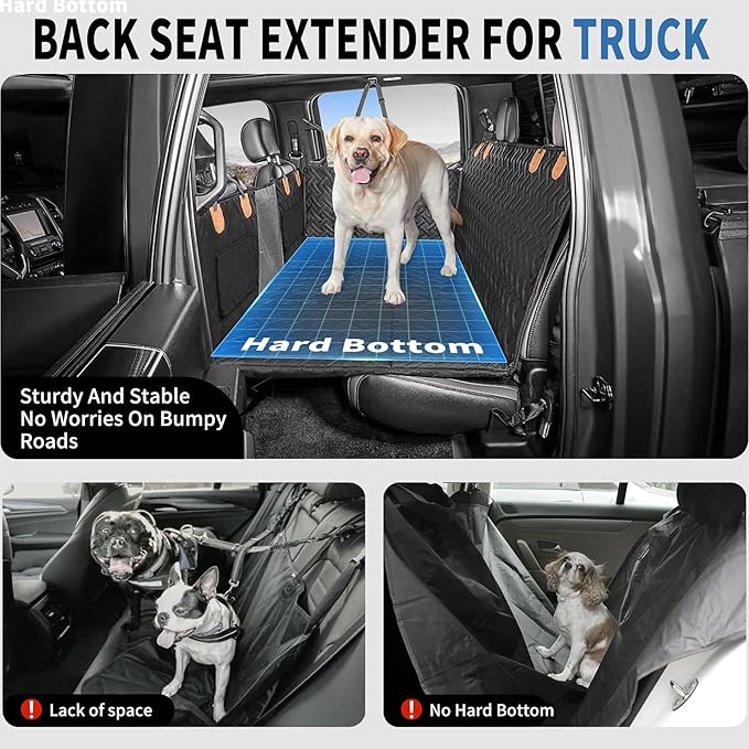 Back Seat Extender for Dogs,Dog Car Seat Cover for Back Seat,Hard Bottom Dog Bed for Car with Mesh Window,100% Waterproof and 600D Oxford Scratch-Resistant Backseat Car Seat for Cars Trucks and Suv