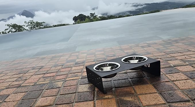 Elevated Dog Bowls for Food and Water with 2 Stainless Steel Bowls - Pet Feeder Stand, Raised Bowl Stand for Dogs and Cats - Dog Food and Water Bowl Set by Calaox