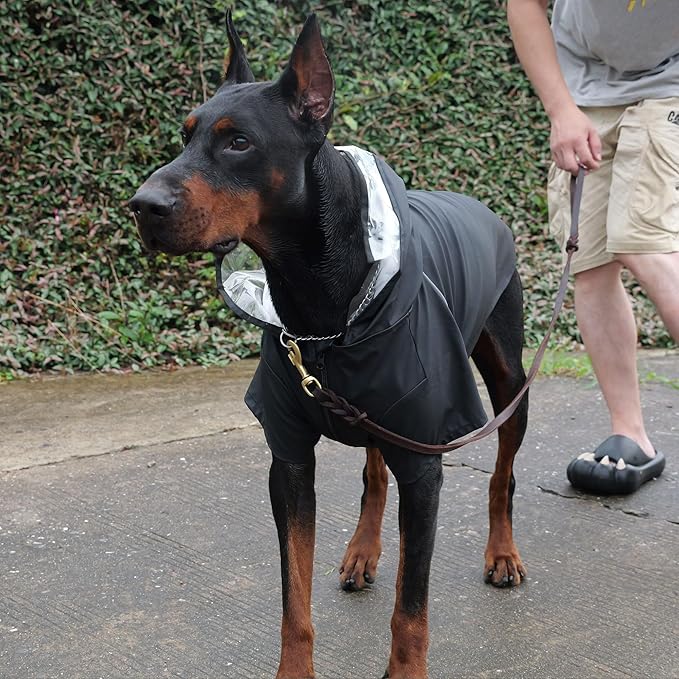 LoveLonglong Premium Waterproof Dog Raincoat with Reflective Safety Features Pet Raincoats for Large Medium Small Dogs Black L