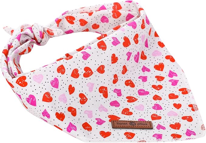 lionet paws Valentines Dog Bandana for Small Medium Large Dogs, Cat Dog Kerchief Triangle Bibs Scarf for Girl Boy