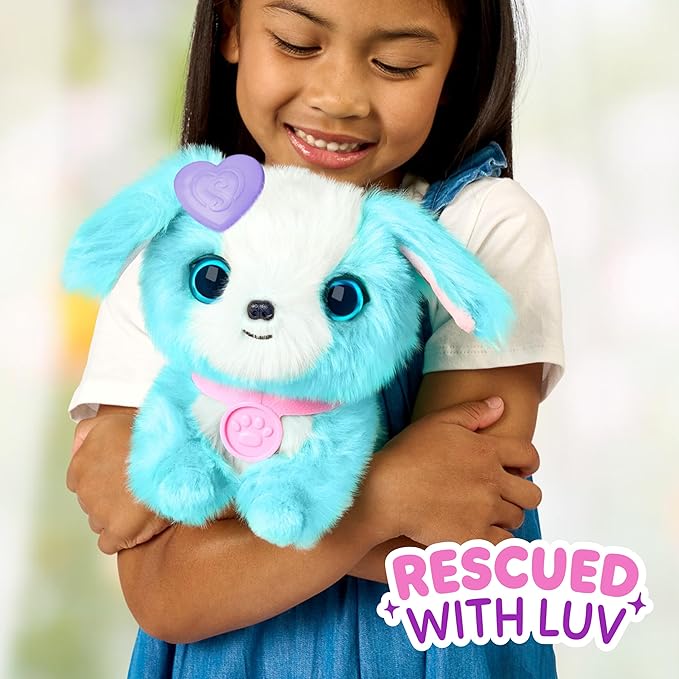 SCRUFFALUVS Blue Surprise Pet, Mystery Plush Toys, Stuffed Animals, Wash to Reveal 1 of 3 Rescue Pets: Puppy, Bunny, or Kitty - Includes 8.7" Deluxe Pet Carrier - Styles May Vary