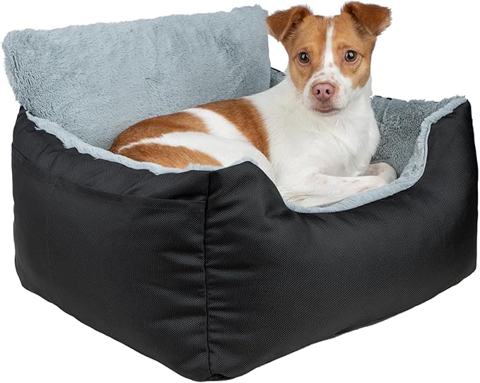 Best Pet Supplies Dog House Bed Crate Mat Tent Indoor Round Soft Plush for Small, Medium, and Large Breeds - Black, 21 x 20 x 14