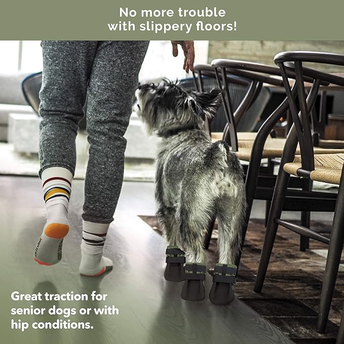 Durable Dog Paw Protector|Dog Boots|Dog Shoes|Green Light Duty Heat Water Resistant Dog Booties for hot Pavement for Small Dogs (Size 3)