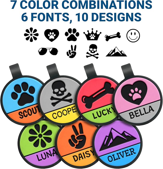 GoTags Silent Silicone Dog Tags, Wine Upon Return Funny Design, Personalized Silent Tag Engraved for Dogs and Cats, Round