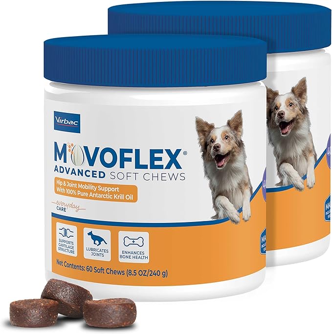 MOVOFLEX Advanced Soft Chews Hip and Joint Support Supplement for Medium Dogs 120 Count by Virbac