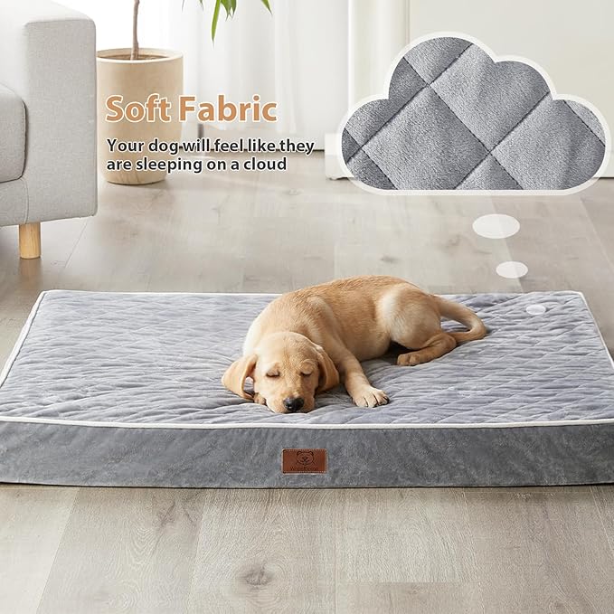 WNPETHOME Orthopedic XXL Dog Beds Large Sized Dog, Waterproof Extra Large Dogs Bed with Removable Washable Cover, Multi-Needle Quilting Dogs Crate Bed