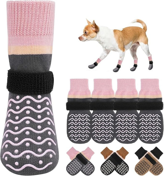 BEAUTYZOO Dog Socks to Prevent Licking Paws -Dog Boots & Paw Protectors with Grippers on Hardwood Floors, Dog Shoes for Hot/Cold Pavement Small Medium Large Senior Dogs Booties