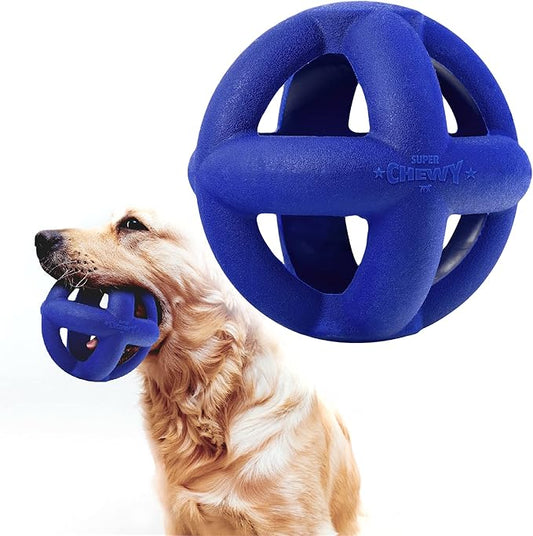 SuperChewy Tough Dog Cage Ball Toy | Lifetime Replacement | Strong Natural Rubber | Great Dog Fetch Toy | Chew Toys for Dogs | Ultra Durable Chew Toys for Aggressive Chewers | For Large Breeds