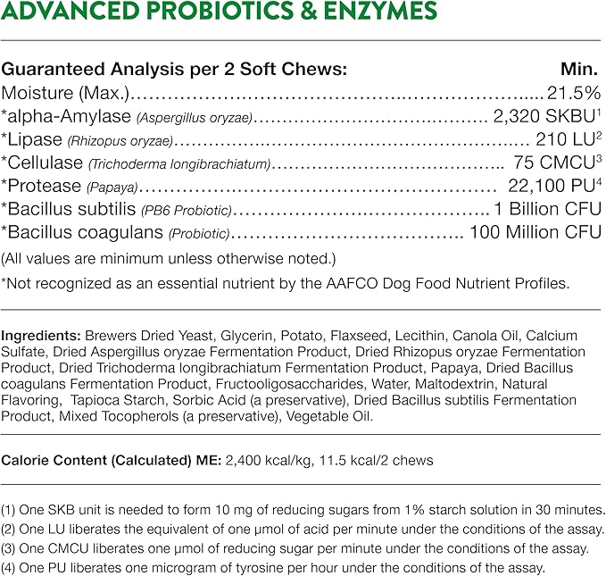 NaturVet Advanced Probiotics & Enzymes, PB6 Dog Soft Chews to Help Sensitive Stomachs and Digestive Issues, Hickory Smoked Bacon Flavored Pet Supplement for Dogs Over 6 Weeks, 240 Count Jar
