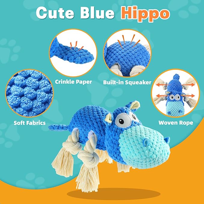 Dog Toys for Aggressive Chewers - Dog Toys to Keep Them Busy Squeaky Dog Toys for Large Dogs (Blue, Medium)