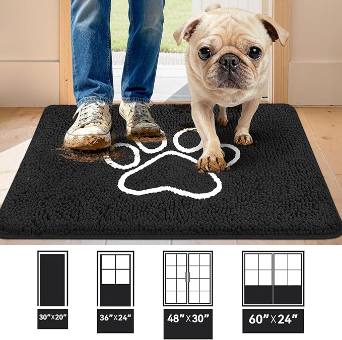 Super Absorbent Dog Door Mat, 36"*24“ Anti Slip Mat for Muddy Paws, Pet Rugs for Dirty Paws Washable That Absorbs Moisture and Dirt, for Dog Cage and Pet Resting Carpet
