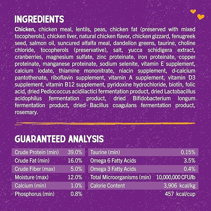Stella & Chewy's Raw Coated Cat Food - High Protein, Grain-Free Kibble with Cage-Free Chicken - Premium Digestive Support with Probiotics - Natural Small Kibble - Perfect For Picky Eaters - 2.5lb Bag
