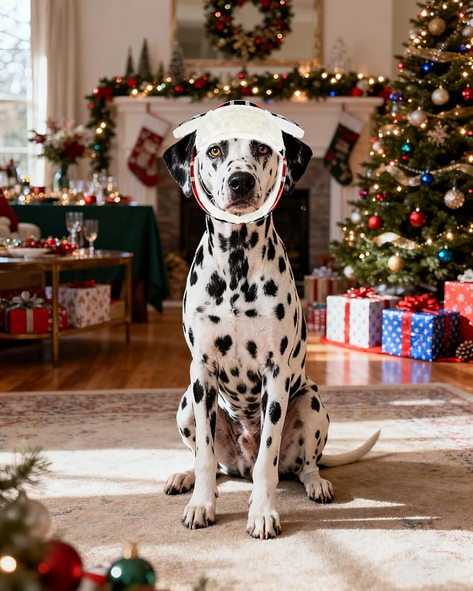 PET SHOW Dog Trapper Hat Winter Hat for Medium Large Dogs Christmas Warm Fleece Aviator Hats with Ear Flaps Adjustable Outdoor Boy Pet Pilot Costume Cap L-Red Plaid/with Ear Holes