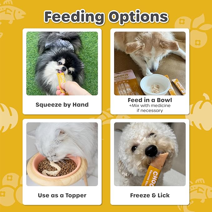 Choolip Squeeze Vita Stick Lickable Cat & Dog Treats – 14 Sticks (2×7 Value Bundle) Kidney Support, Creamy Grain-Free Puree with CoQ10, Omega 3 & Vitamin E for Hydration & Renal Health