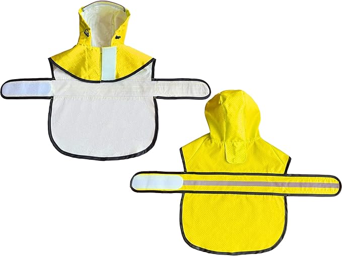Dog Raincoat Waterproof Reflective Slicker - Lightweight Breathable Hooded Poncho Rain Coat Jacket with Adjustable Belly Strap and Leash Hole for Small Medium Large Dogs (Small, Yellow)