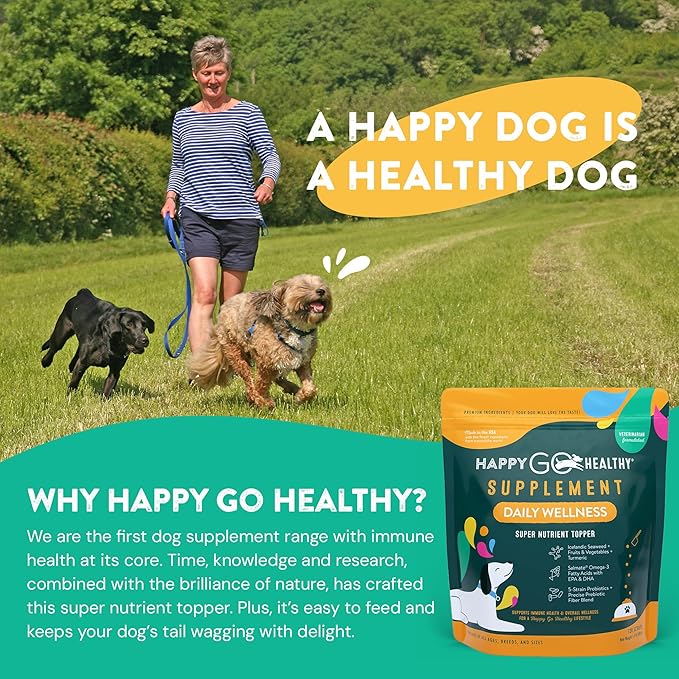 Daily Wellness Supplements for Dogs | Probiotic & Prebiotic Benefits with Fish Oil & Seaweed to Keep Your Dog Beaming All Day Long | All Breeds and Sizes | 120 Count